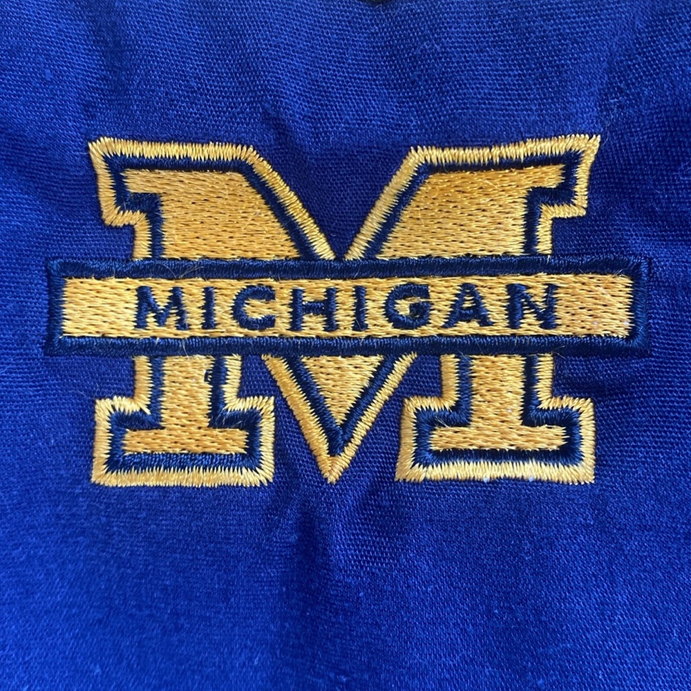 Scrub Dudz Michigan Wolverine Drawstring Scrub Pants Blue & Maize Size Medium